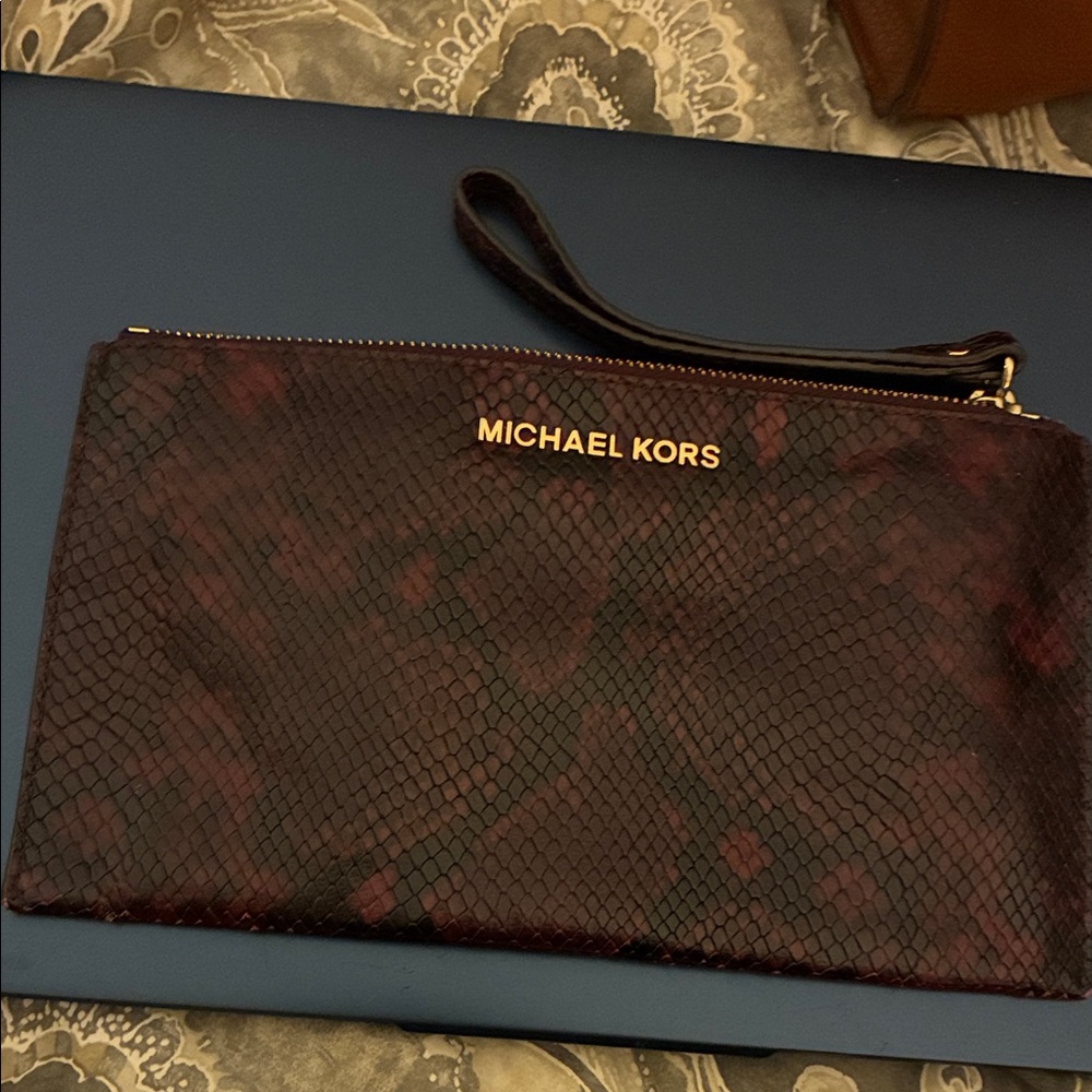 Michael Kors Burgundy and Black Men's‎ Wristlet